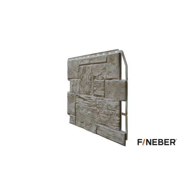 Фасадная панель ПВХ FineBer (Файнбир) Дачный Туф 3D-Facture Светло-бежевый